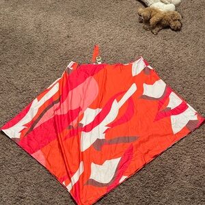 Women's Abstract Orange & Pink Swim Coverup Poncho